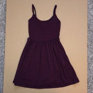 Forever 21 Maroon + Navy Blue Striped Summer Dress